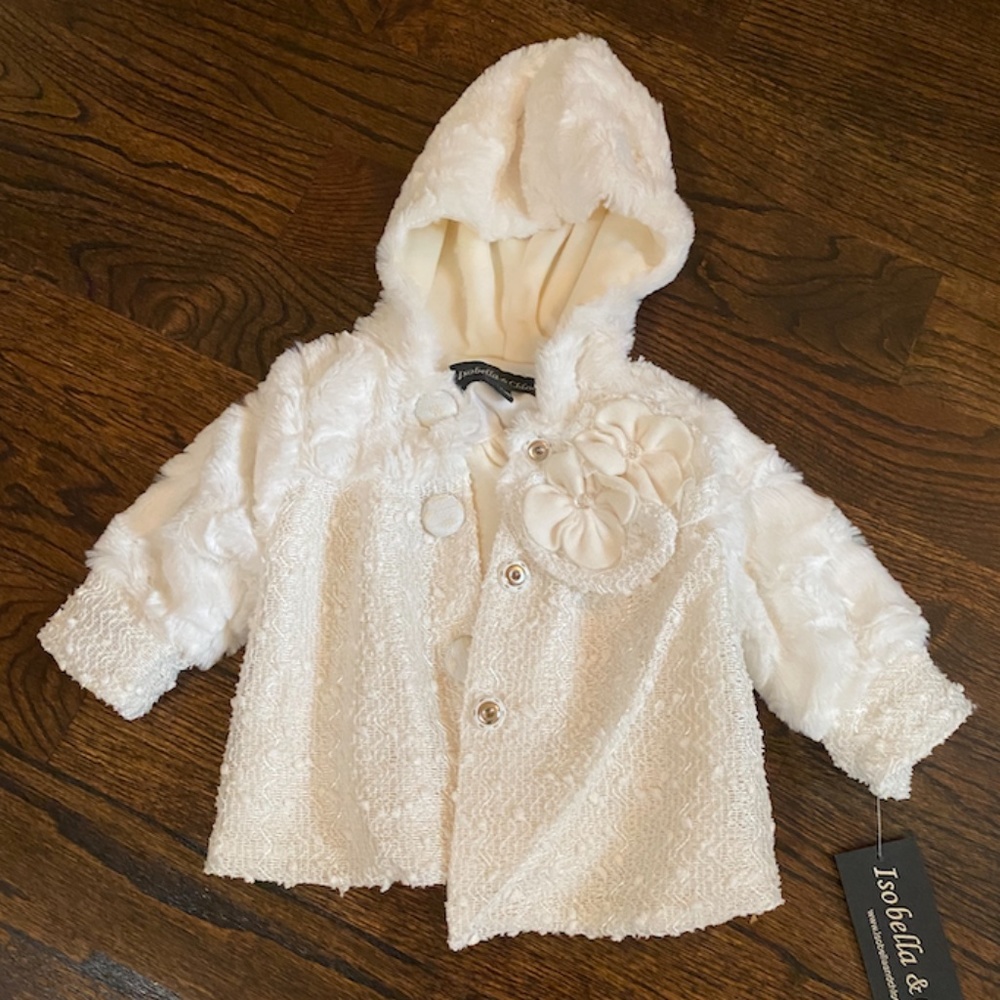 NWT Isobella & chloe 6M winter white coat girls